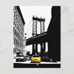 New York City NYC Geel Taxi Pop Art Briefkaart