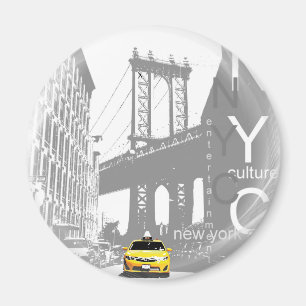 New York City NYC Geel Taxi Pop Art Magneet