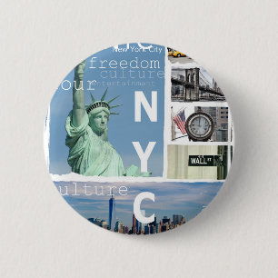 New York City Nyc Ronde Button 5,7 Cm