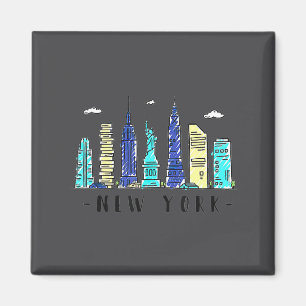 New York City Nyc Silhouette Ny Aquarel Souvenir G Magneet