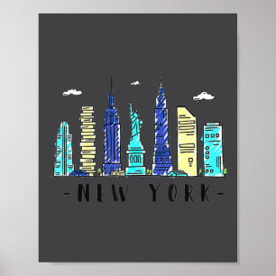 New York City Nyc Silhouette Ny Aquarel Souvenir G Poster