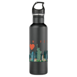 New York City NYC Skyline Heart Distress Style Waterfles