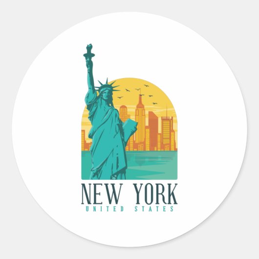 New York City, NYC Skyline Ronde Sticker (Voorkant)