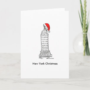 New York City NYC Skyscraper Santa Hat Kerstmis Feestdagen Kaart