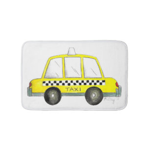 New York City NYC Yellow Checkered Taxi Cab Car Badmat