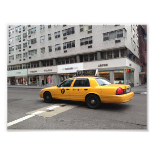 New York City NYC Yellow Checkered Taxi Cab Car Foto Afdruk