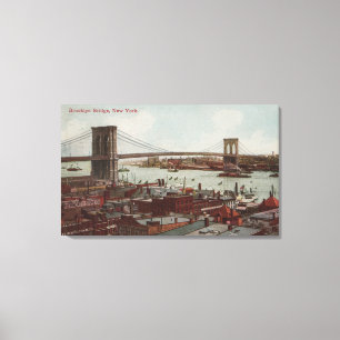New York City, NYView of the Brooklyn Bridge Canvas Afdruk