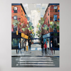New York City Oversteekplaats Impasto Schilderij Poster