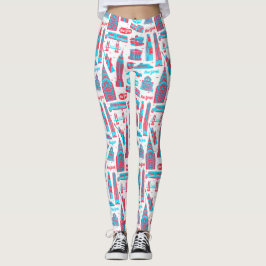 New York City Pattern White Leggings