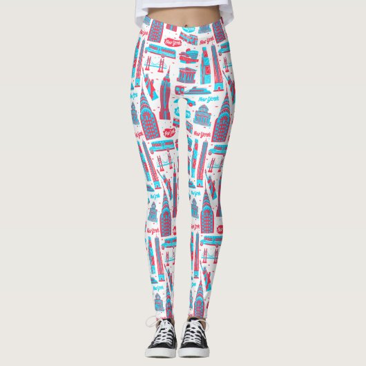 New York City Pattern White Leggings (Voorkant)
