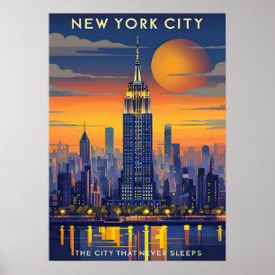 New York City poster, NYC Skyline Art, Manhattan W Poster