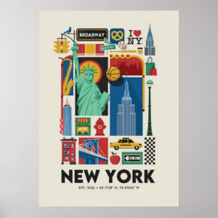 New York City poster, NYC Skyline Art, Manhattan W Poster