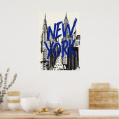 New York City poster, NYC Skyline Art, Manhattan W Poster (Keuken)