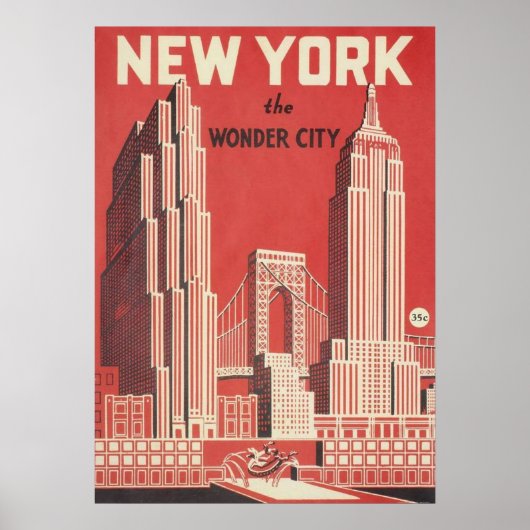 New York City poster, NYC Skyline Art, Manhattan W Poster (Voorkant)