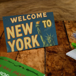 New York City Retro Vrijheidsbeeld kunst Briefkaart