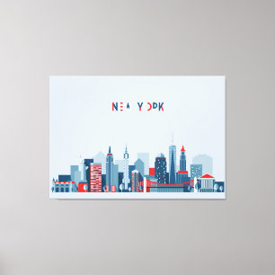 New York City Rood, wit en blauw Canvas Afdruk