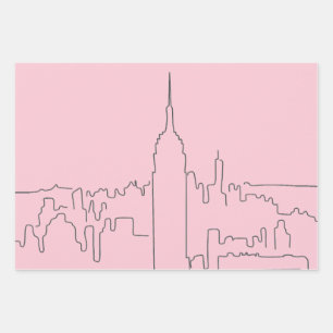 New York City Roze Minimale Lijn Inpakpapier Vel