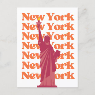 New York City Roze Oranje NYC Reizen Briefkaart