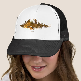 New York City Silhouet Aquarel in oranje Trucker Pet