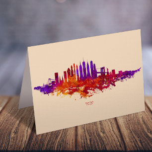 New York City Silhouet Aquarel op Wit Bedankkaart