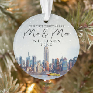 New York City Silhouette Eerste Kerstmis Als Menee Ornament