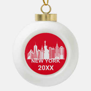 New York City silhouette Keramische Bal Ornament