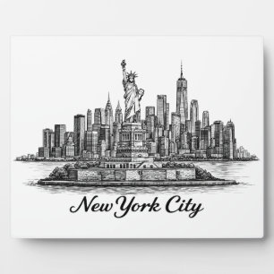 New York City Silhouette Lijn Kunst Illustratie Fotoplaat