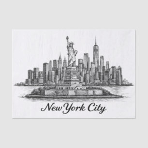 New York City Silhouette Lijn Kunst Illustratie Tissuepapier