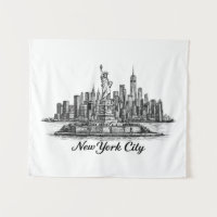 New York City Silhouette Lijn Kunst Illustratie