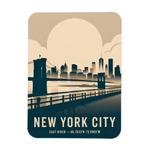 New York City Silhouette Minimalistische Kunst Vin Magneet