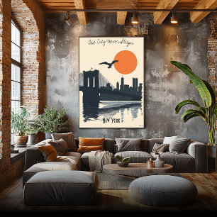 New York City Silhouetten - Skyline Reflecties Poster