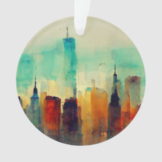 New York City Sky Line - Water Color Ornament