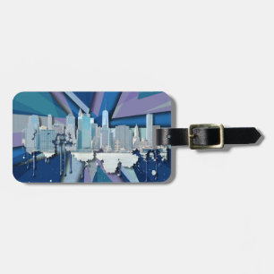 New York City Skyline   Blauw 3D Bagagelabel