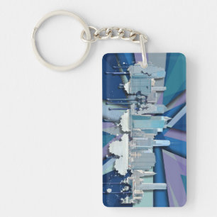 New York City Skyline   Blauw 3D Sleutelhanger