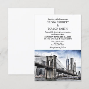 New York City Skyline Brooklyn Huwelijksuitnodigin Kaart