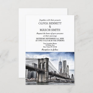 New York City Skyline Brooklyn Wedding Invitation Kaart