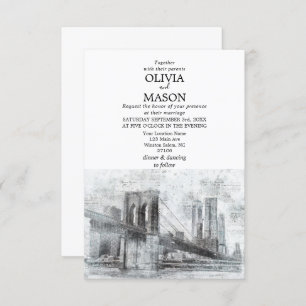New York City Skyline Brooklyn Wedding Invitation Kaart
