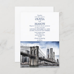 New York City Skyline Brooklyn Wedding Invitation Kaart