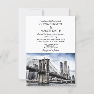 New York City Skyline Brooklyn Wedding Invitation Kaart