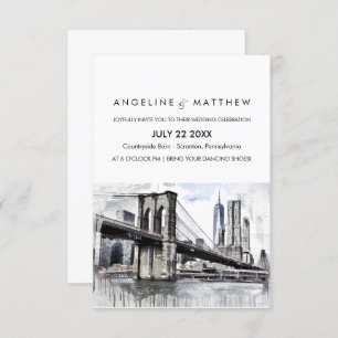 New York City Skyline Brooklyn Wedding Invitation Kaart