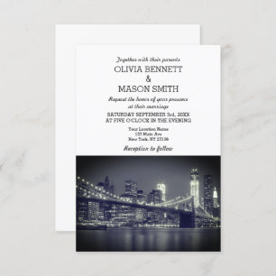 New York City Skyline Brooklyn Wedding Invitation Kaart