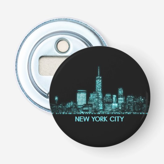 New York City Skyline Button Flesopener (Voorkant)
