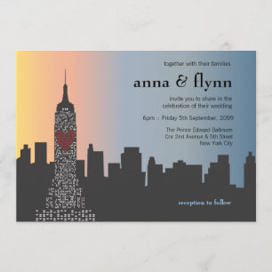 New York City Skyline Cityscape Wedding Invitation Kaart
