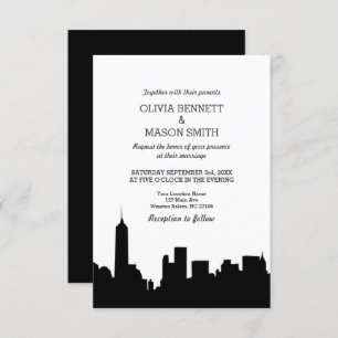 New York City Skyline Cityscape Wedding Invitation Kaart