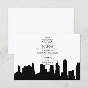 New York City Skyline Cityscape Wedding Invitation Kaart