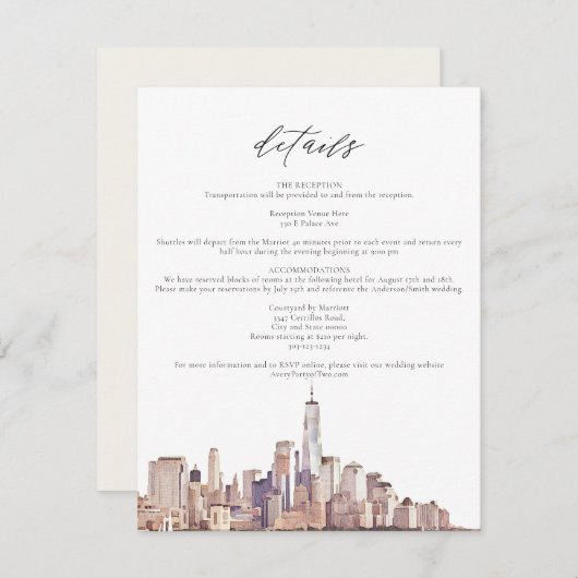 NEW YORK CITY Skyline Details Insert Card Kaart (Voorkant / Achterkant)
