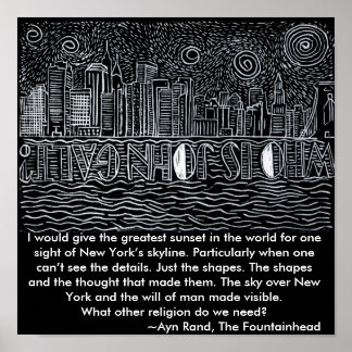 New York City Skyline die uitzoekt wie John Galt i Poster