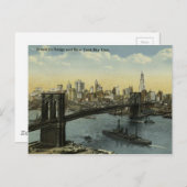  New York City Skyline en Brooklyn Bridge. Briefkaart (Voorkant / Achterkant)