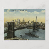  New York City Skyline en Brooklyn Bridge. Briefkaart (Voorkant)