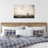 New York City Skyline en Manhattan Bridge Canvas Afdruk (Insitu (Slaapkamer))